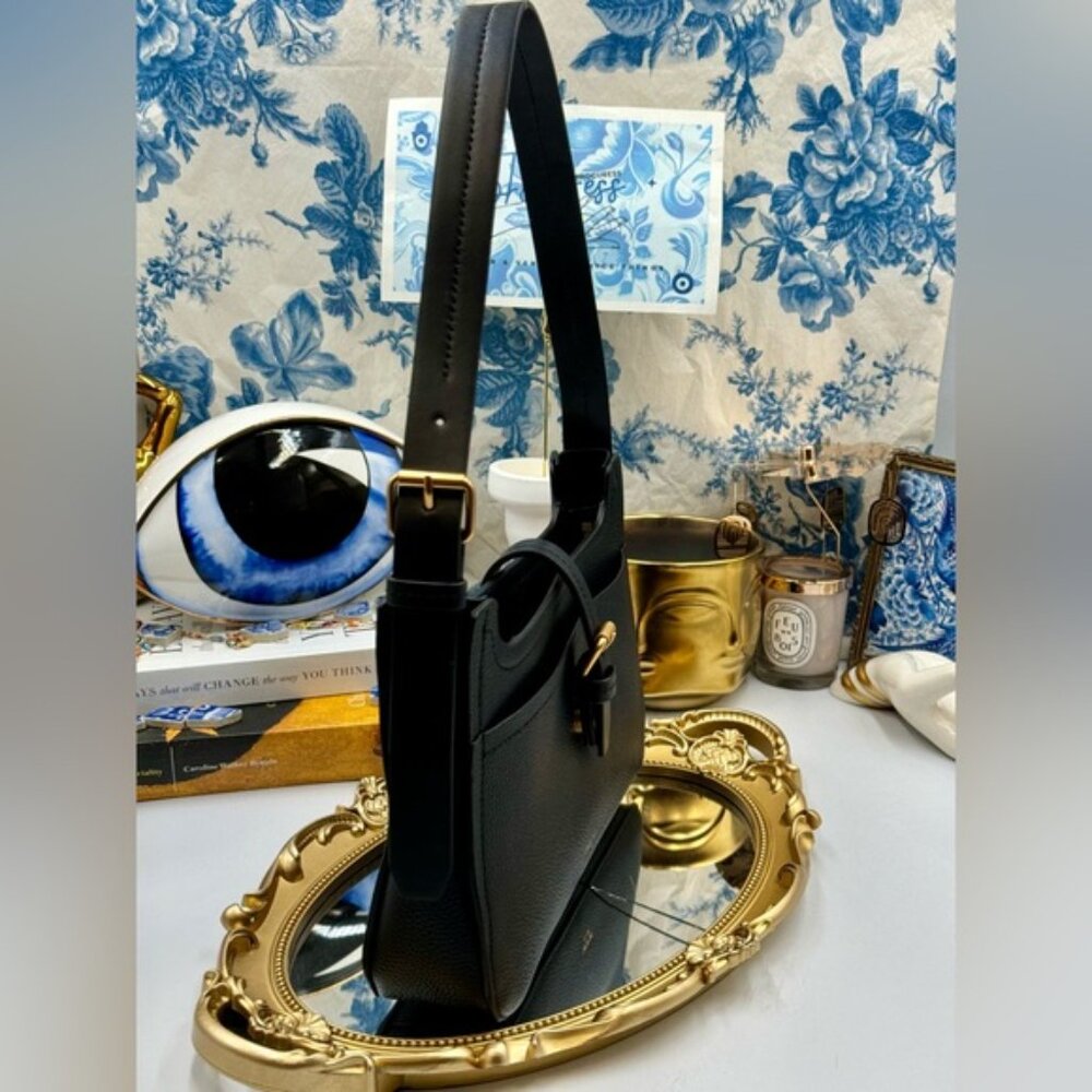 🆕 OROTON 🧿 NWOT Dylan Baguette Bag - Black Calfskin Leather - Picture 4 of 12